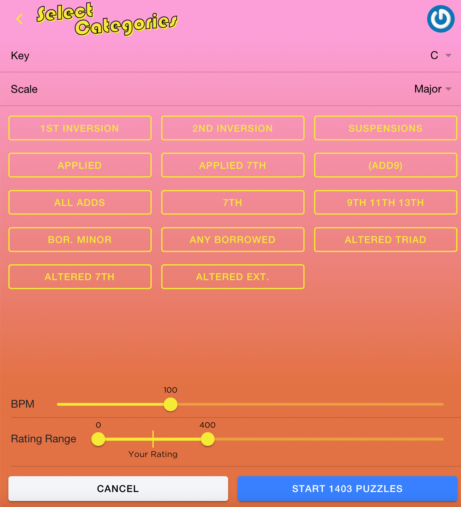 Chord Crush Categories